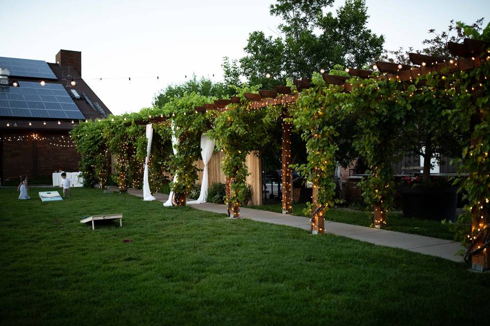Walkway and Cornhole