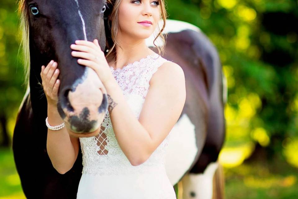 Bride and horse