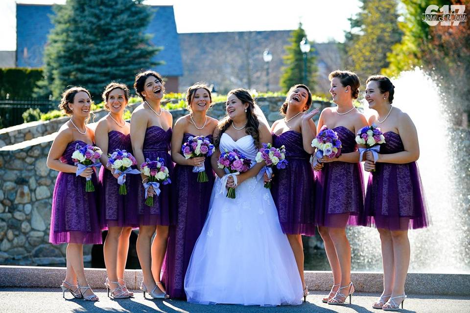 Bride with her bridesmaids