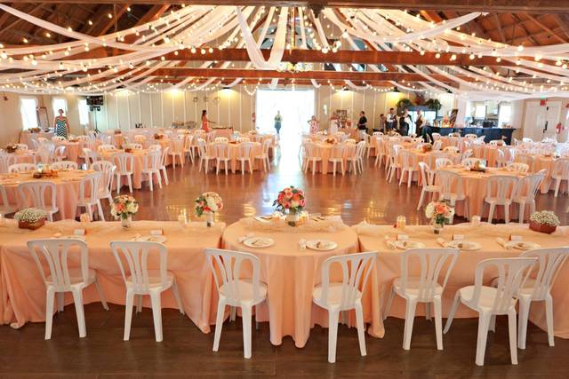 Table setup with flower centerpiece