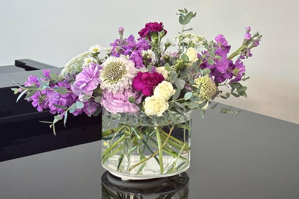 Purple and white arrangement