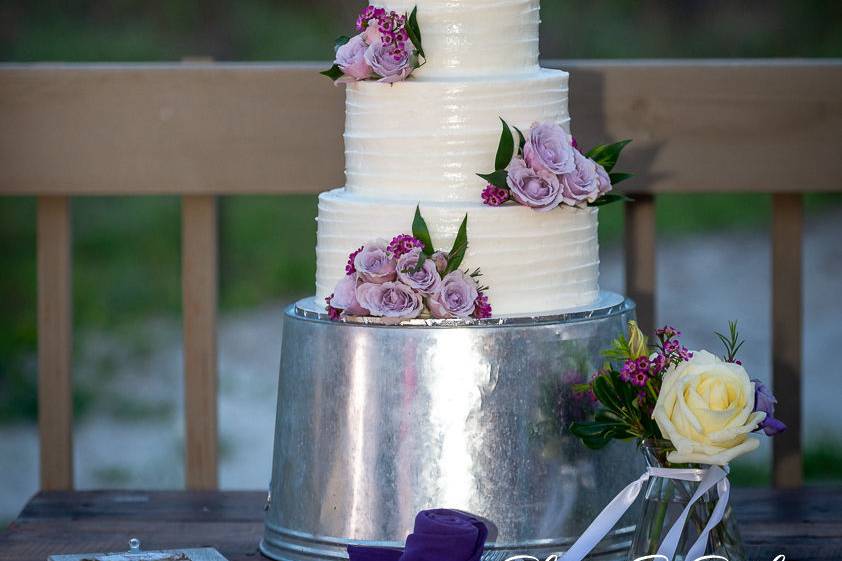 Towering wedding cake