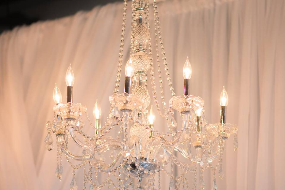 Draping and chandeliers