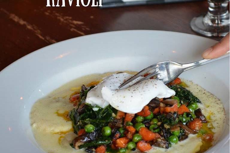 Roasted portobello ravioli