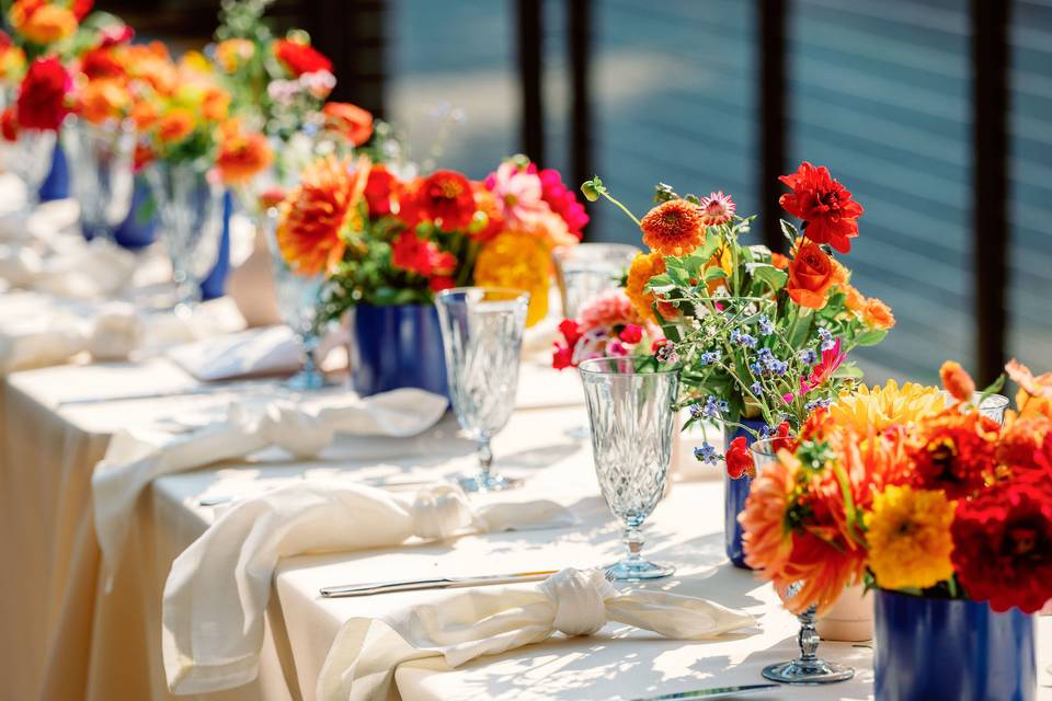 Flowers Lining Table