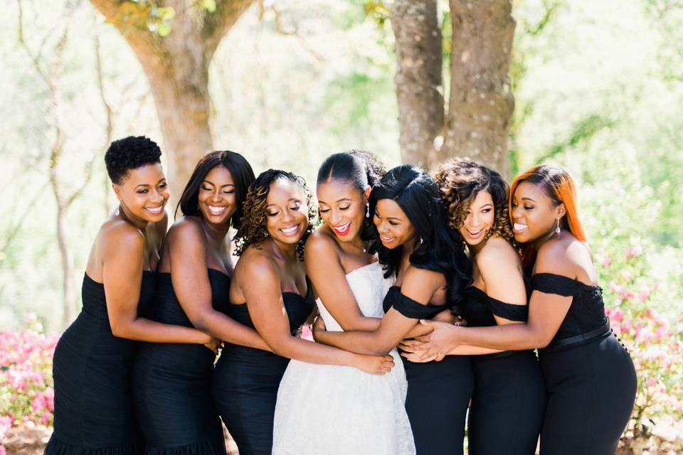 Bride and her bridesmaids