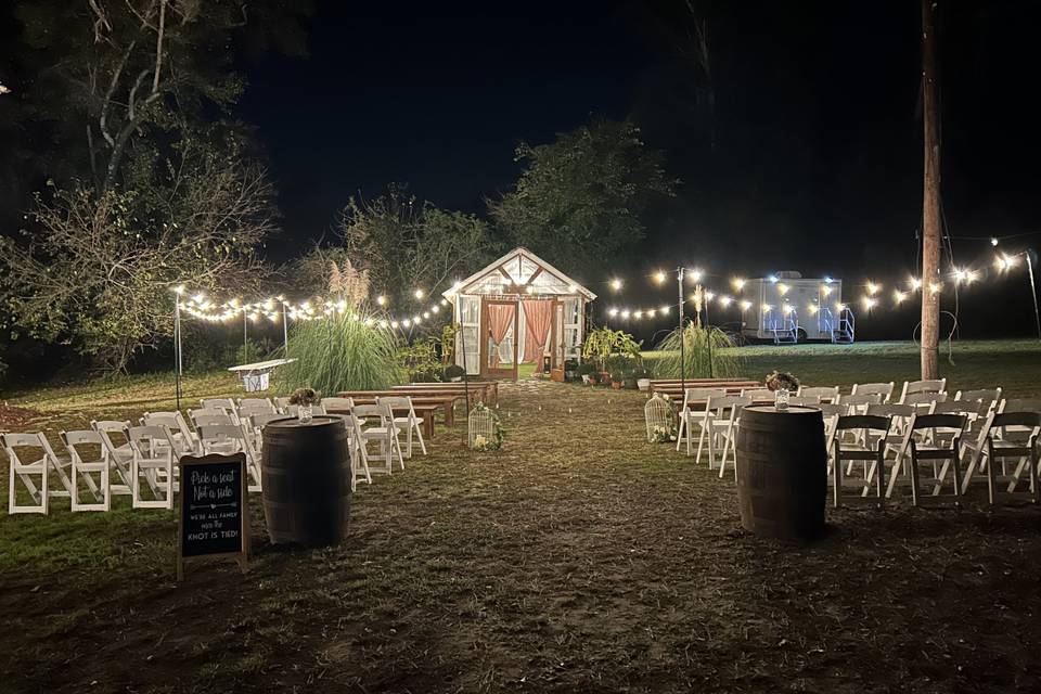 Outdoor lighting and chairs
