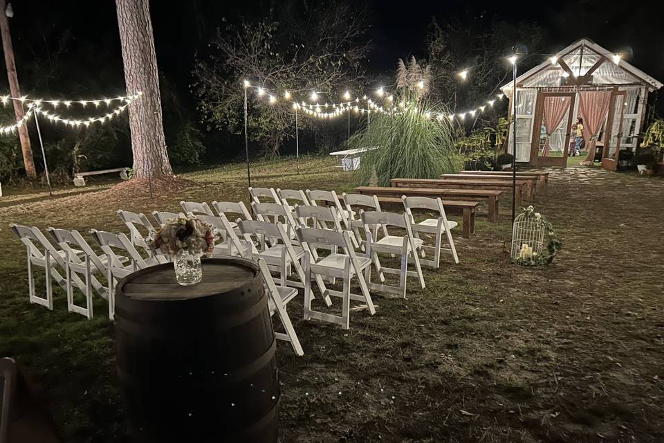 Outdoor lighting and chairs