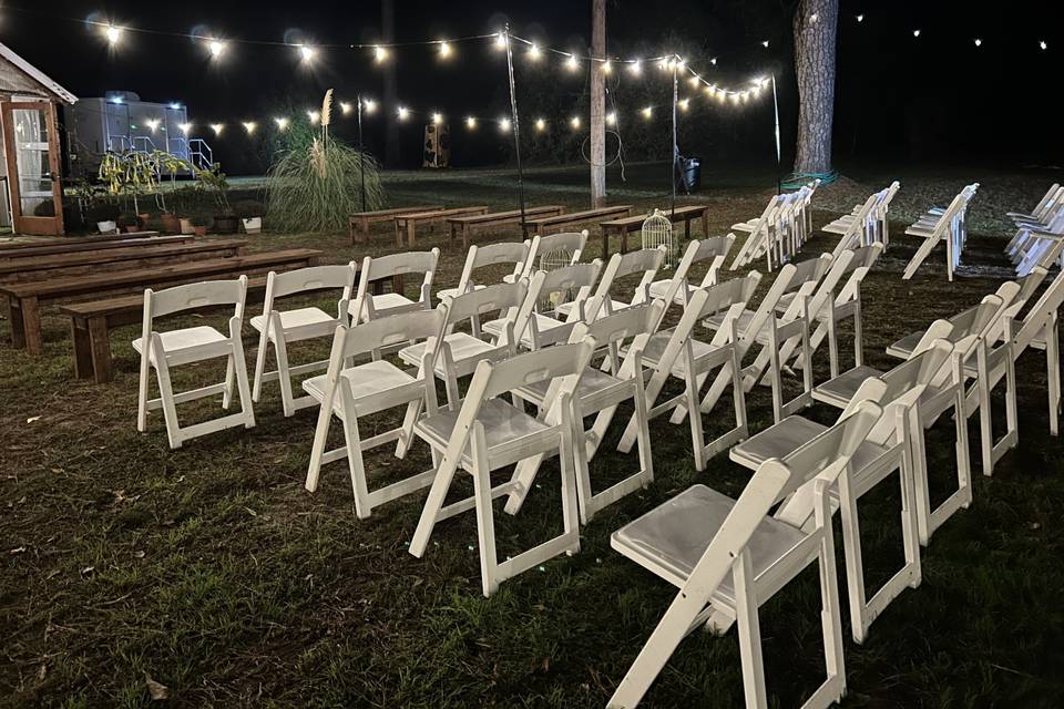 Outdoor lighting and chairs
