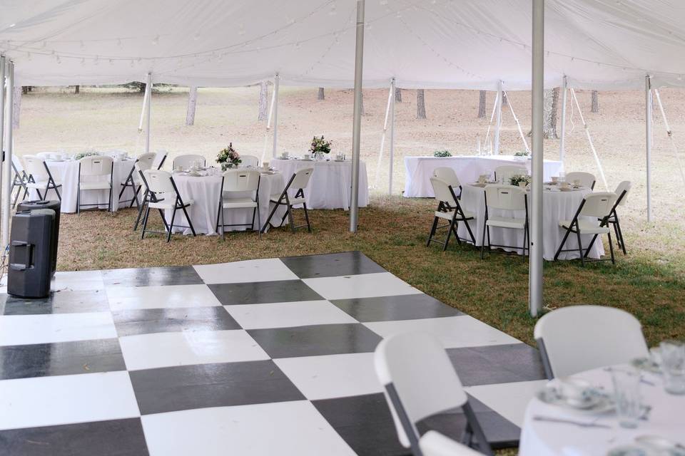 30x60 tent, Lights, dancefloor