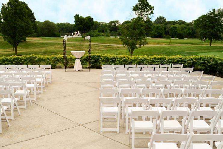Outdoor wedding ceremony setting