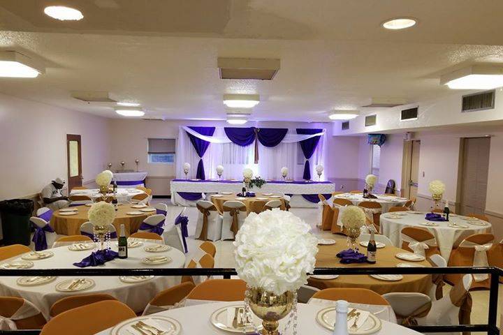 Purple reception decor