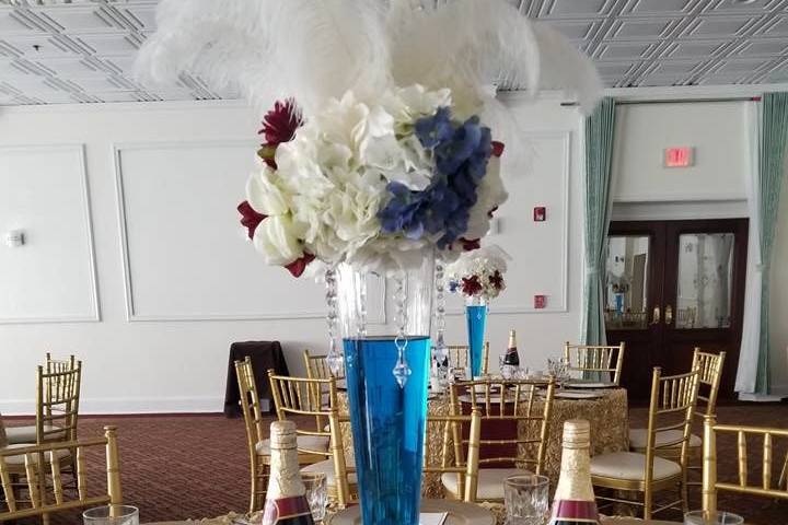 Table setting and floral centerpiece