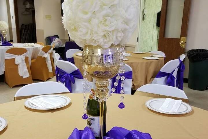 Raised floral centerpiece