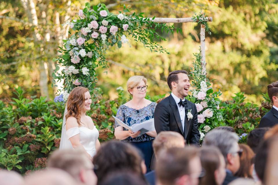 Laughter during wedding vows