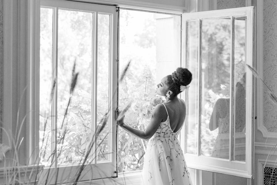 Bridal portrait by window