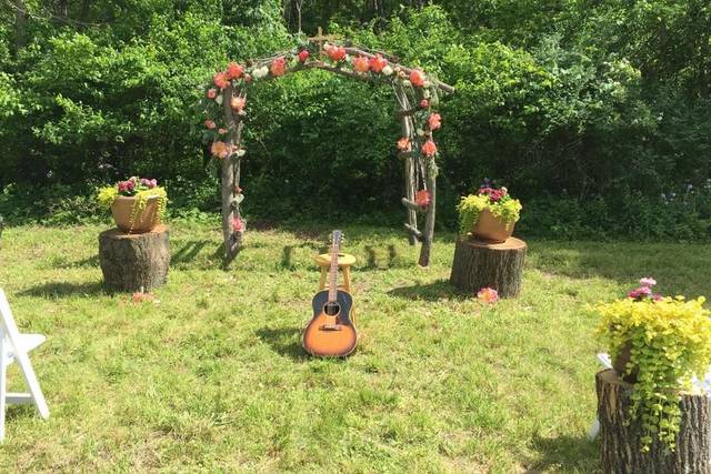 Wedding arbor and acoustic guitar