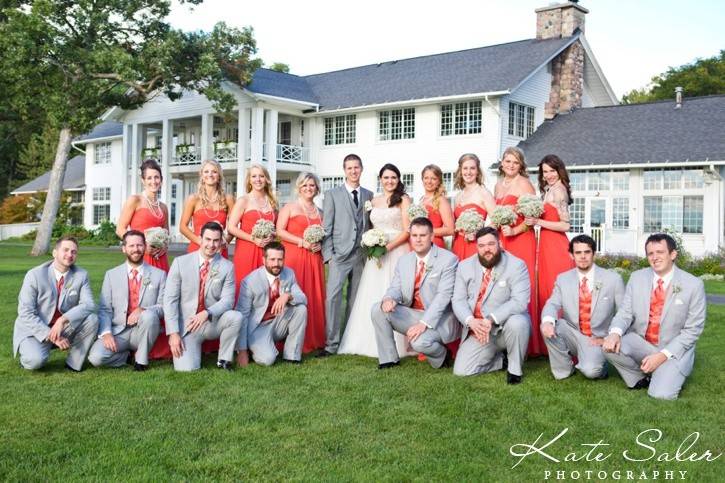 The newlyweds with their wedding party