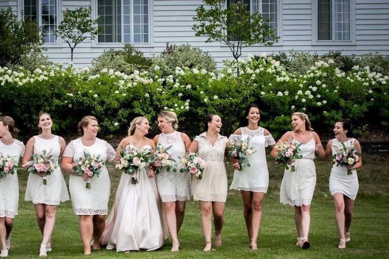 Bride with her bridesmaids