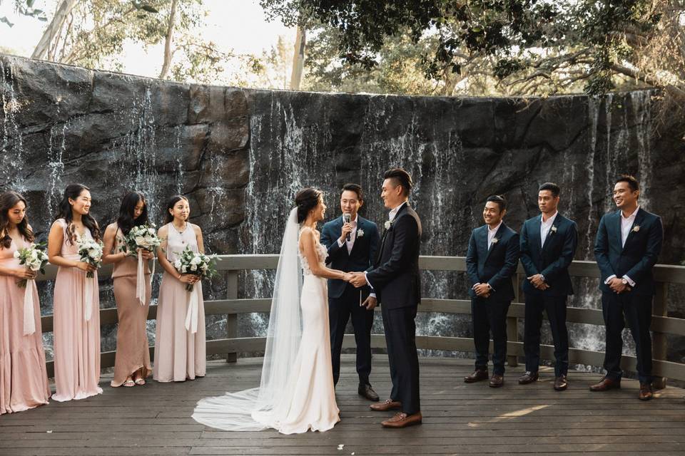 Ceremony by a waterfall