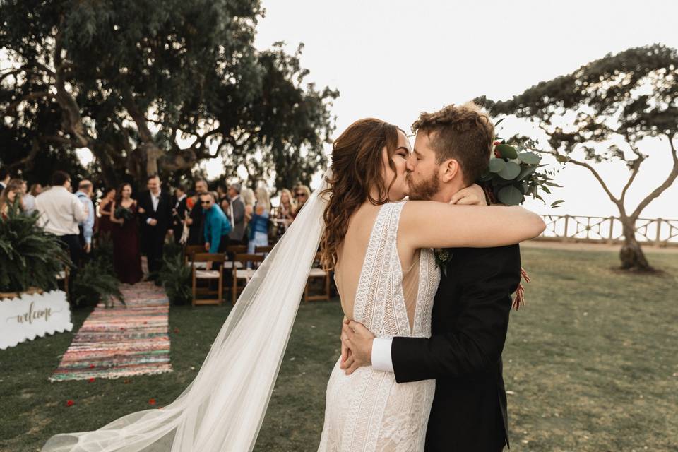 Newlyweds kiss