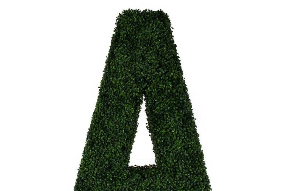 Our 4' tall hedge letters, crafted out of the same material as our hedges