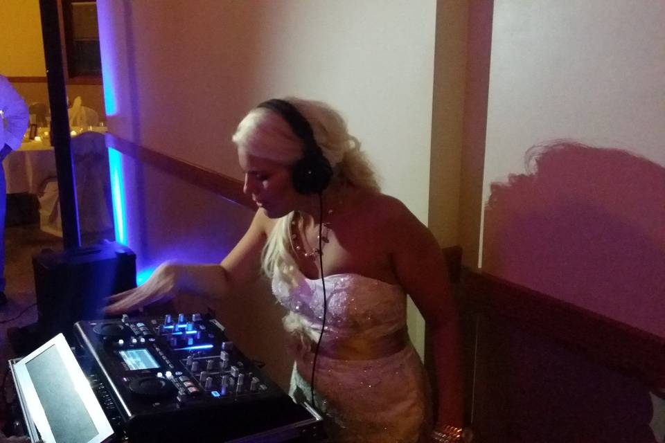 Bride at the DJ booth