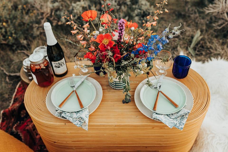 Elopement dinner setup