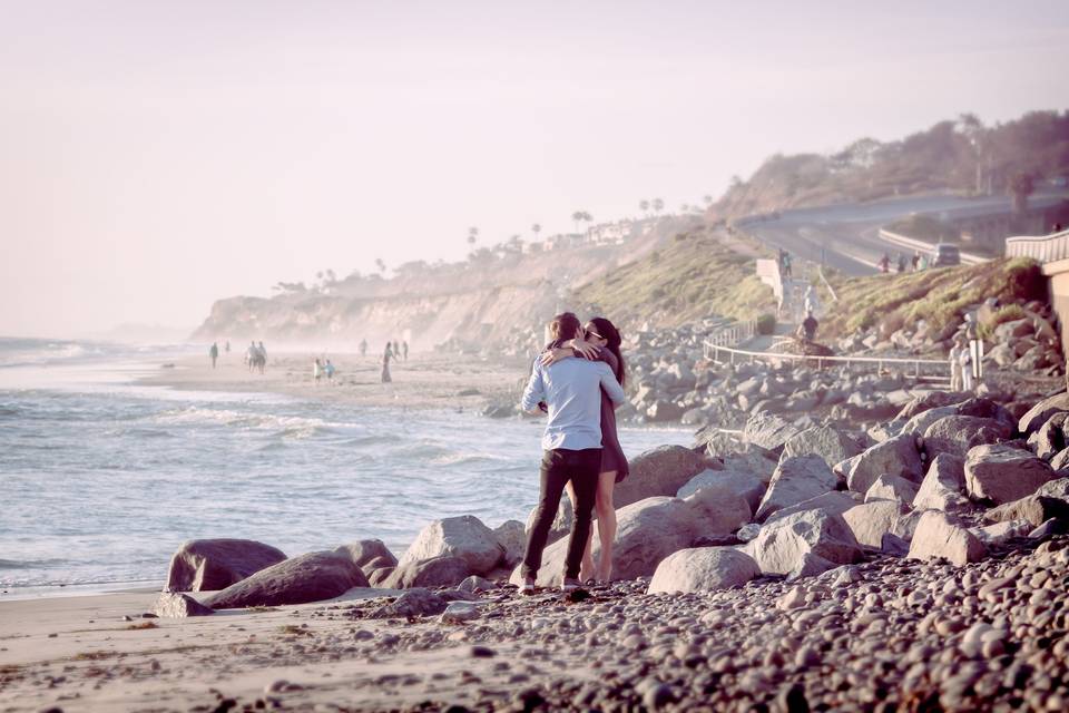 secret engagement photo session in Del Mar by photographer Louise Canton