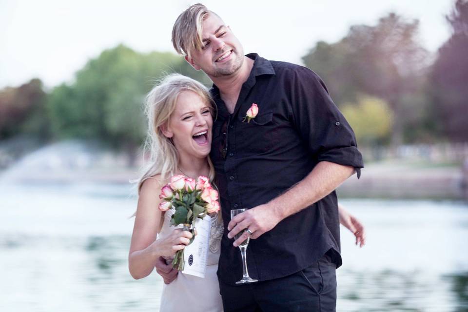 bride and groom at elopement wedding photoshoot by Louise Canton