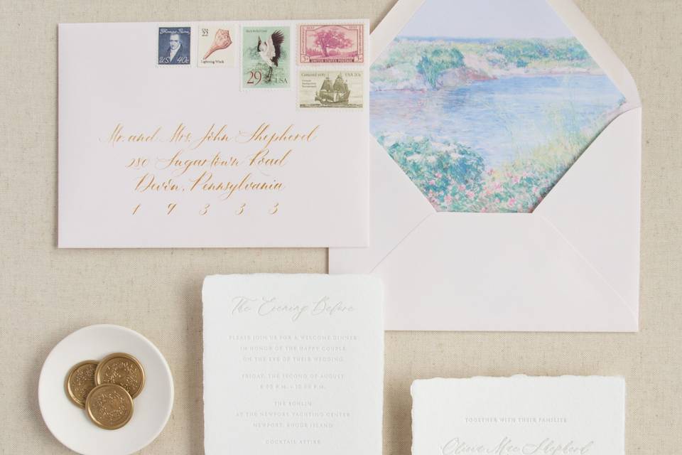 Invitation suite calligraphy