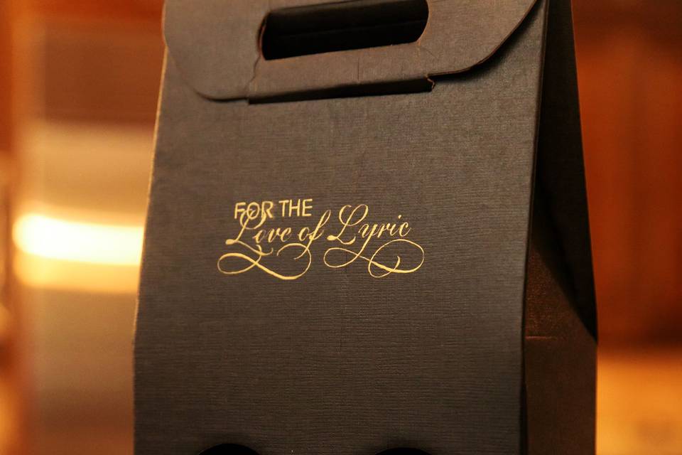 Calligraphy on gift wine box