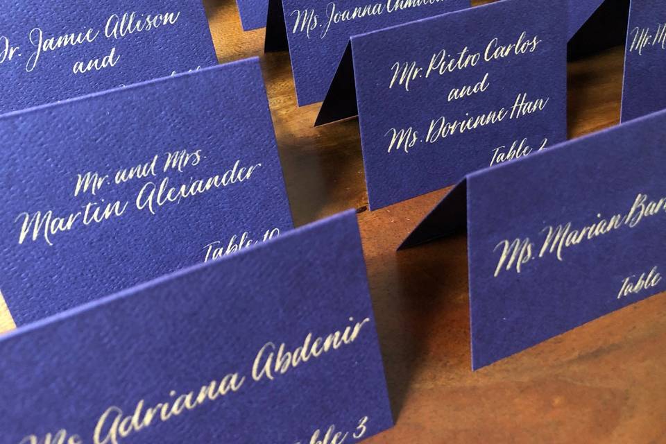 Handwritten escort cards