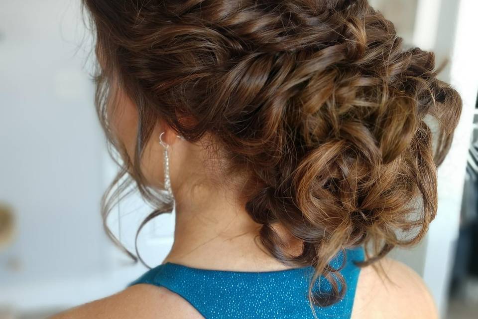 Curly tousled updo