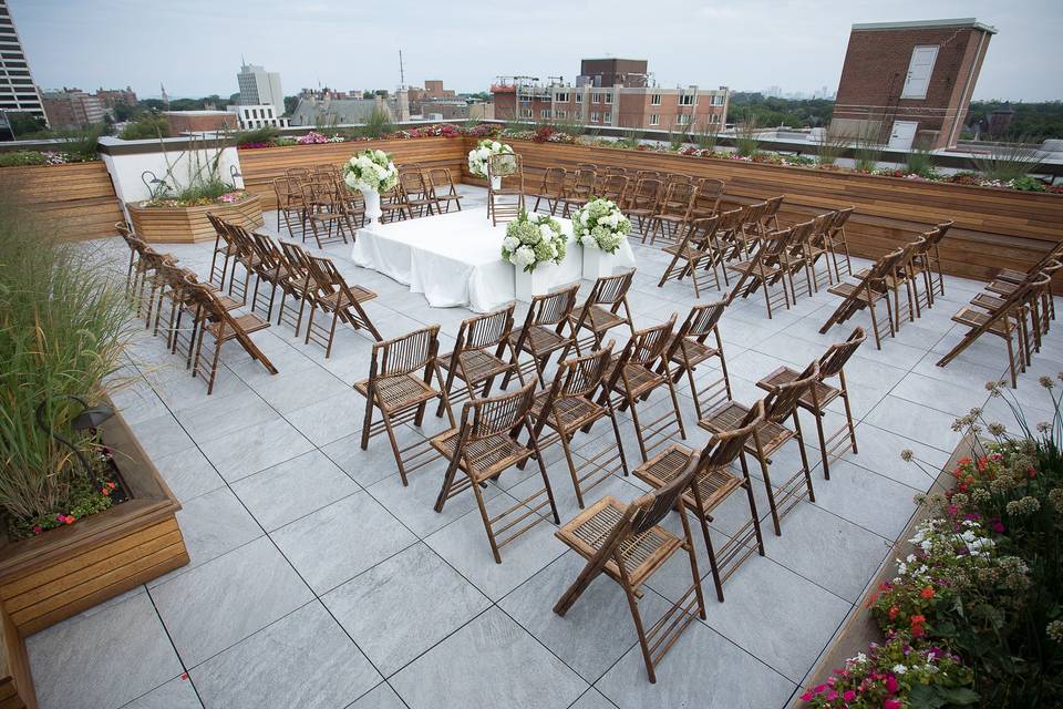 Rooftop ceremony setup