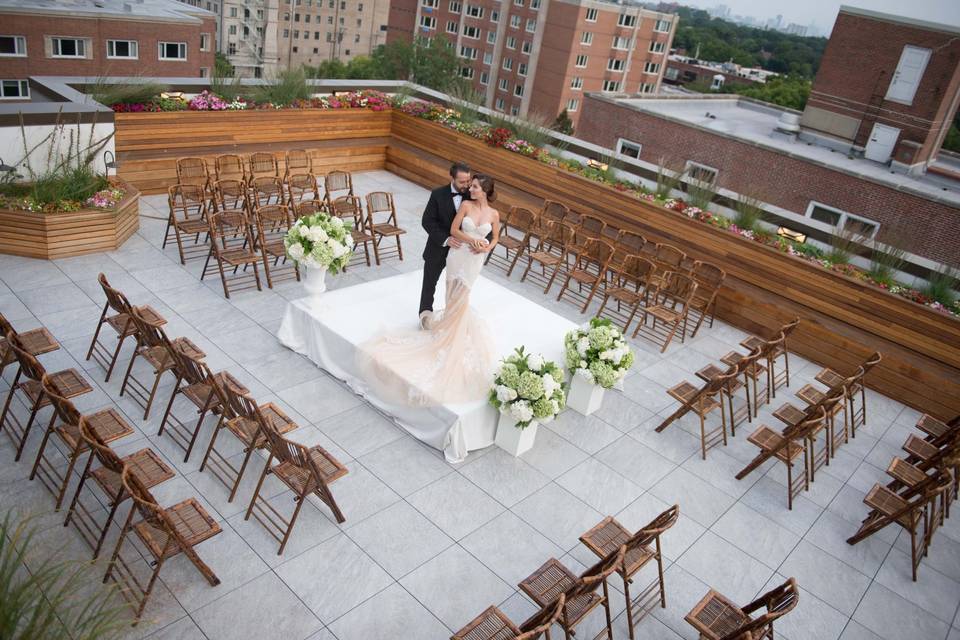 Rooftop wedding setup