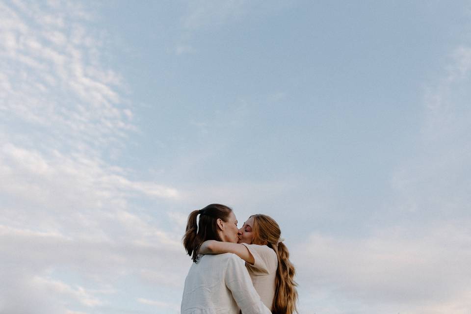LGBTQ+ Couple kissing
