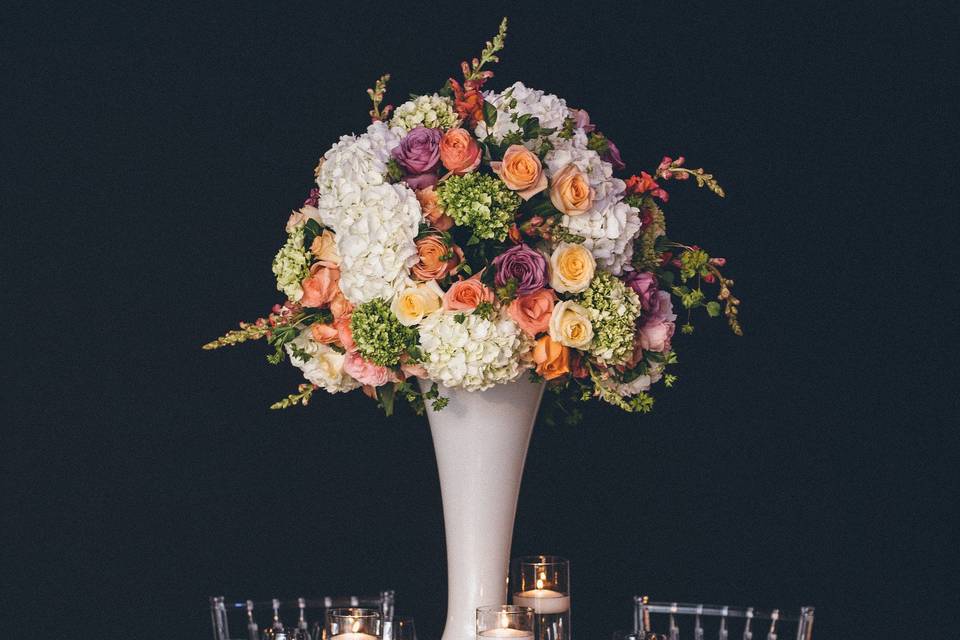 Raised floral centerpiece