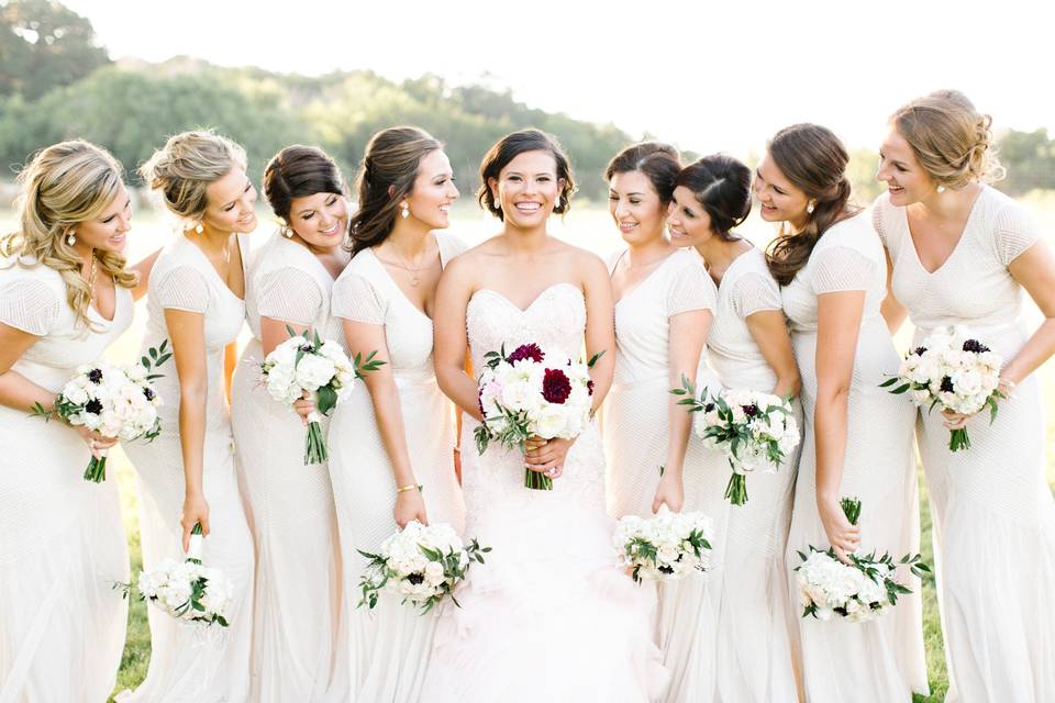 Bride and her bridesmaids