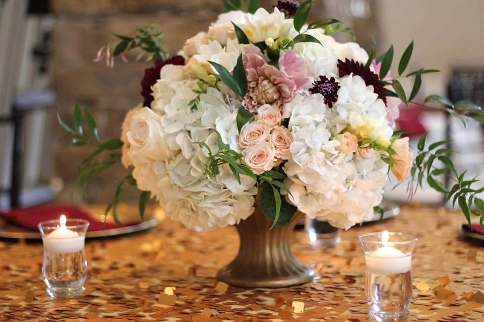 Table setup with centerpiece