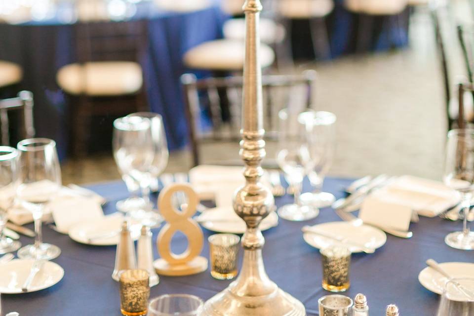 Table setup with centerpiece