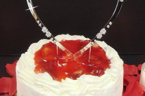 Large Swarovski Crystal Flower Heart Cake Topper