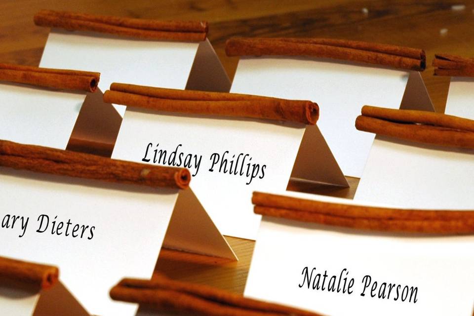 Cinnamon stick place cards are a great holiday or fall touch for your reception tables.  Each cinnamon place card is blank and ready for your calligrapher to personalize.  Check out this and hundreds more favor ideas at Advantage Bridal!