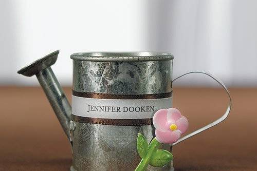 These galvanized watering cans are sold in sets of 12.  Cute as a wedding shower favor or as a garden theme wedding favor these watering cans are ready to be filled with your favorite treats.  Embellishments and labels sold separately.