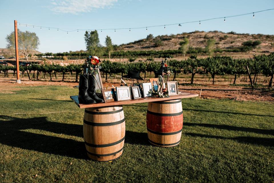 Memory Table w/ wine barrels