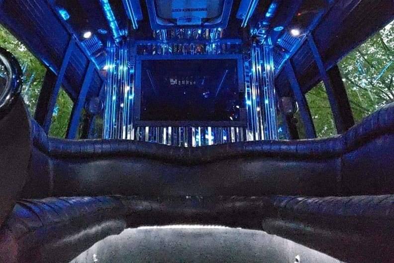 Blue bus inside
