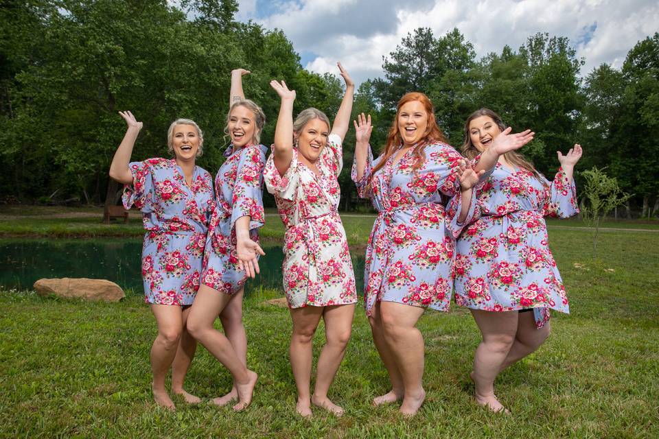 Bridal Party at Pond