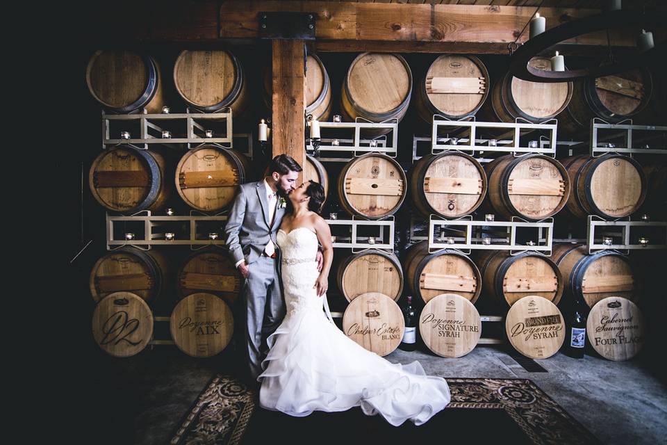 Delille Cellars Wedding Bride and Groom in Woodinville Washington