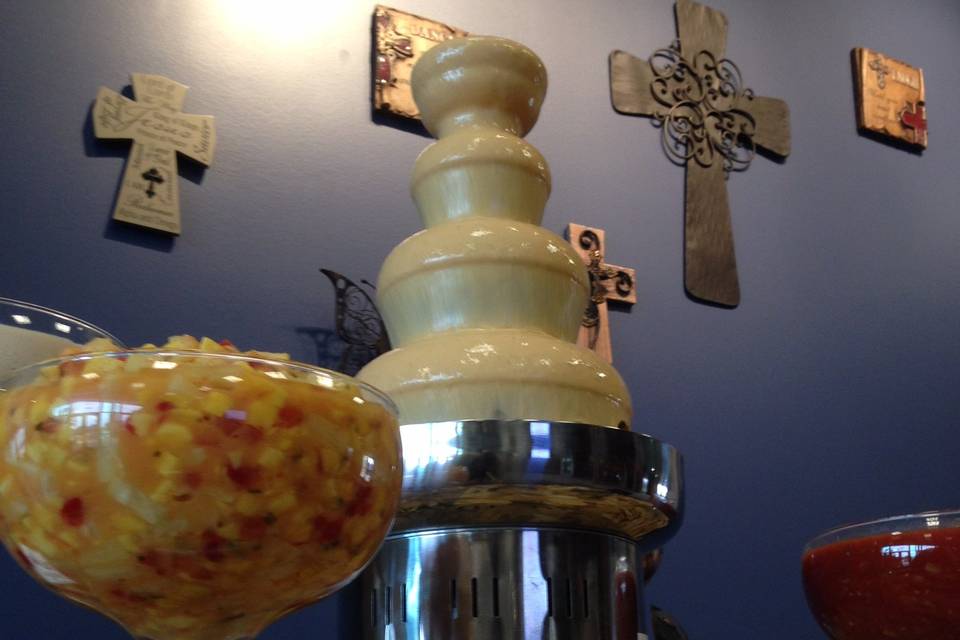 Spicy queso fountain