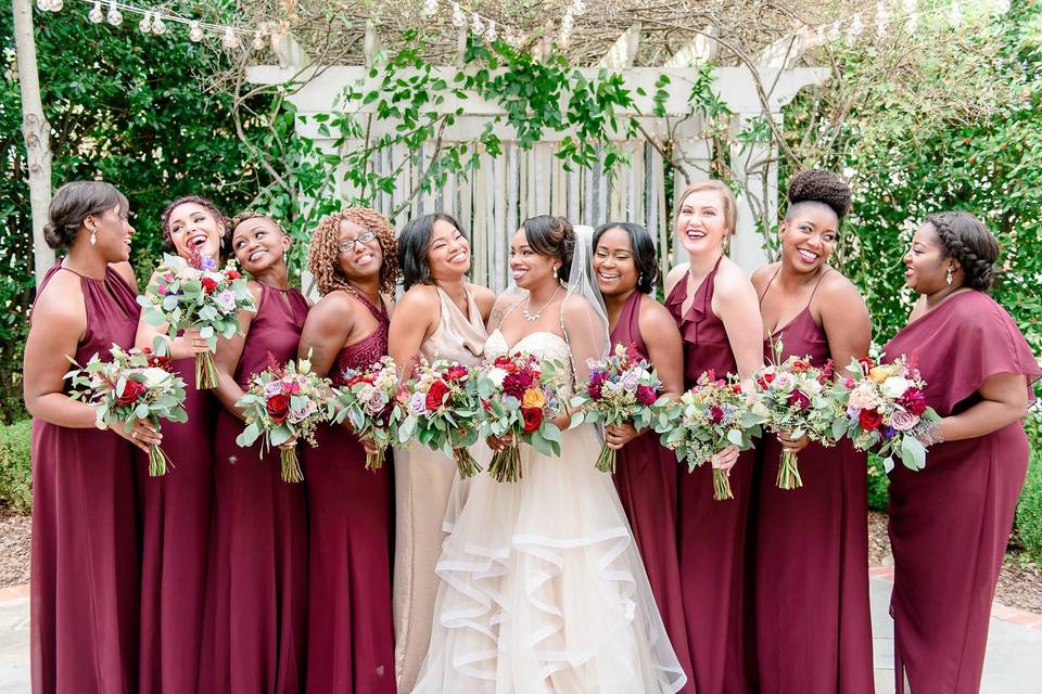 The bride with her bridesmaids